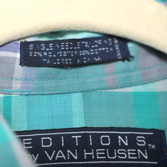 Vintage Editions Van Heusen Plaid Short Sleeve Shirt Button Down Casual Retro M - Picture 6 of 11